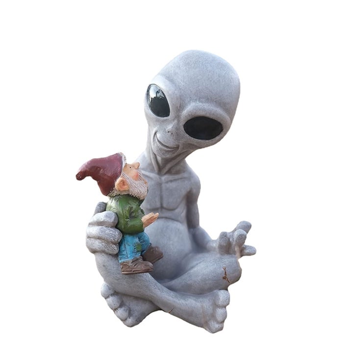 Abducted Gnome Encounter | Alien Holding Gnome Garden Decor