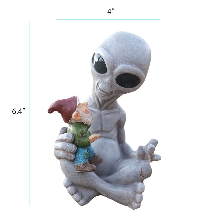 Abducted Gnome Encounter | Alien Holding Gnome Garden Decor
