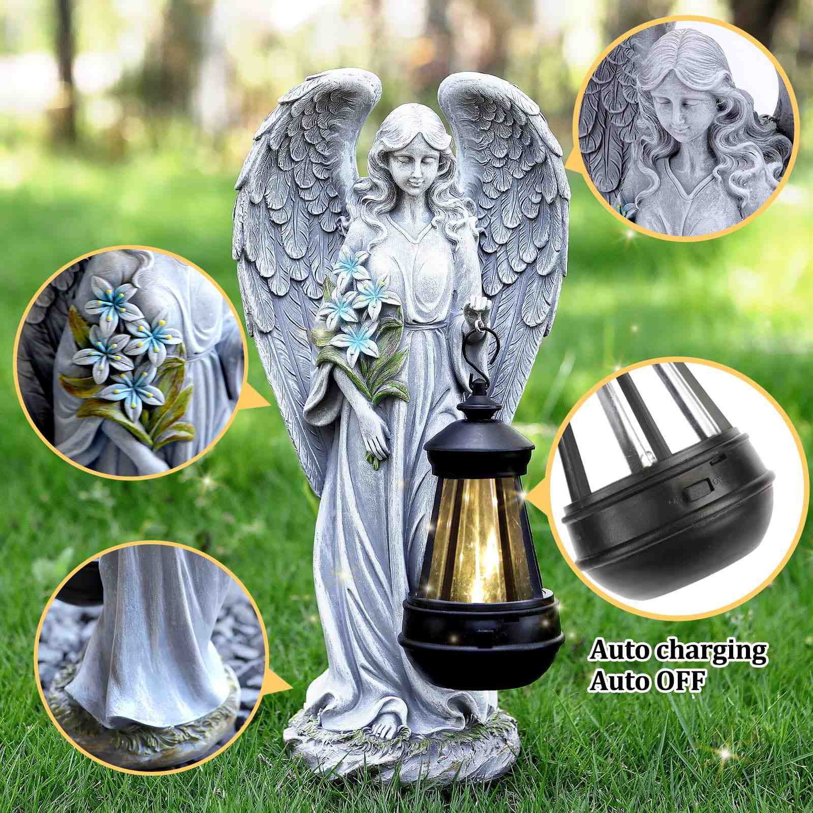 Celestial Grace Garden Angel | Outdoor Solar Statue Gift for Her