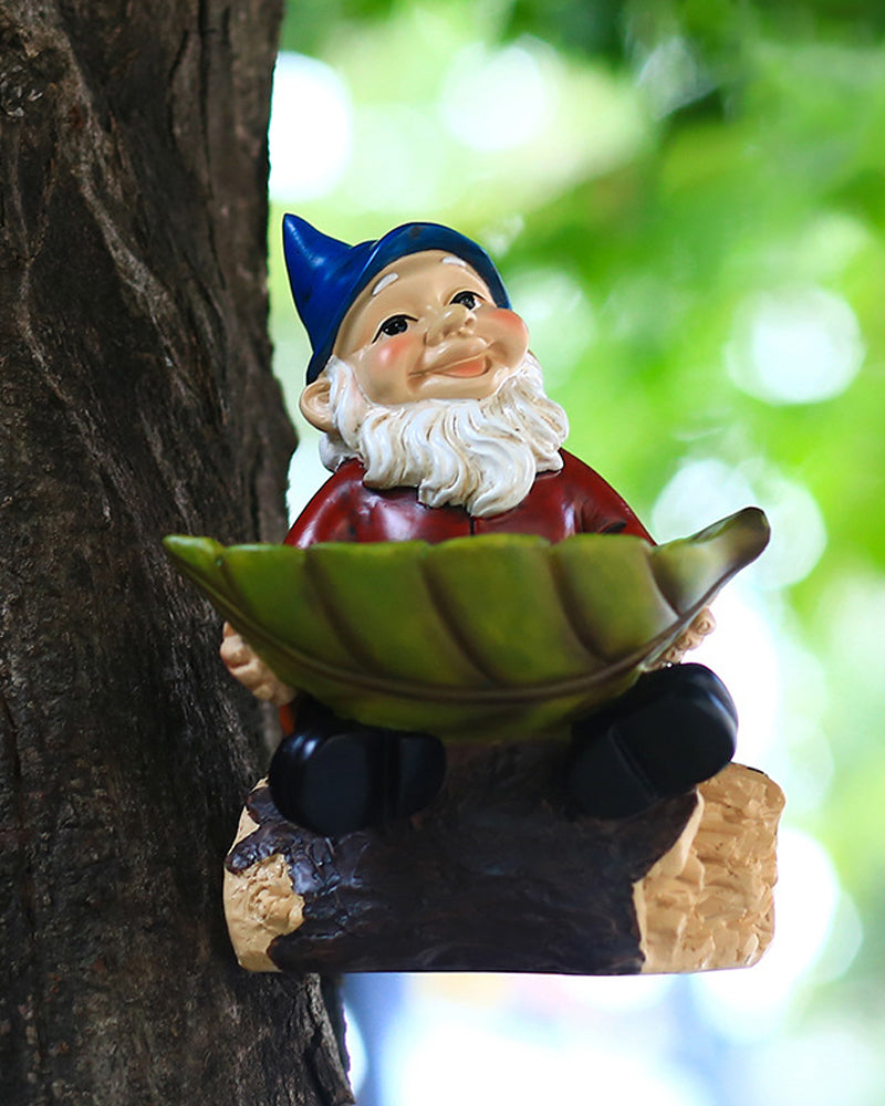 Cheerful Sky Hat Garden Gnome Bird Feeder