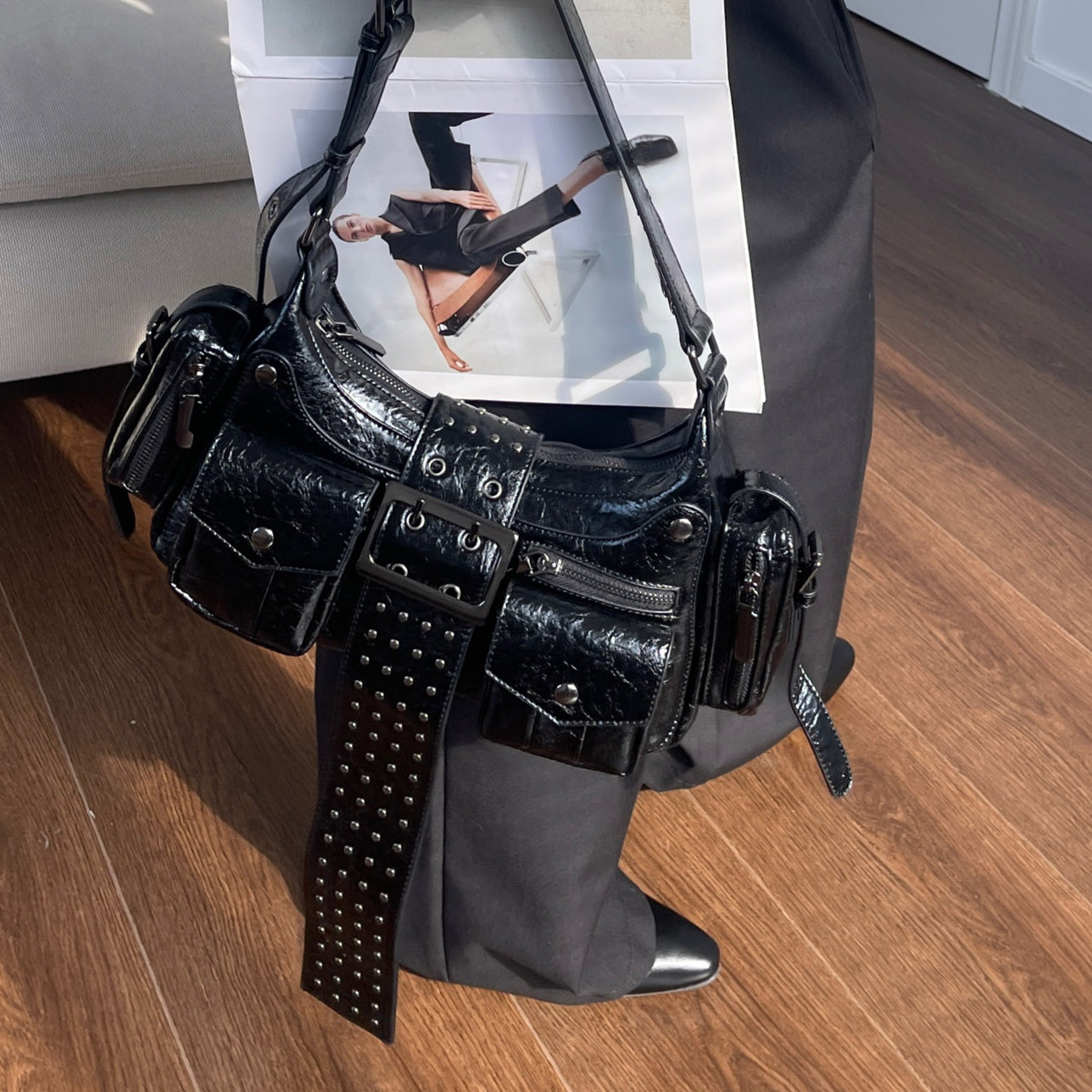 Deli | Studded Soft Shoulder Bag