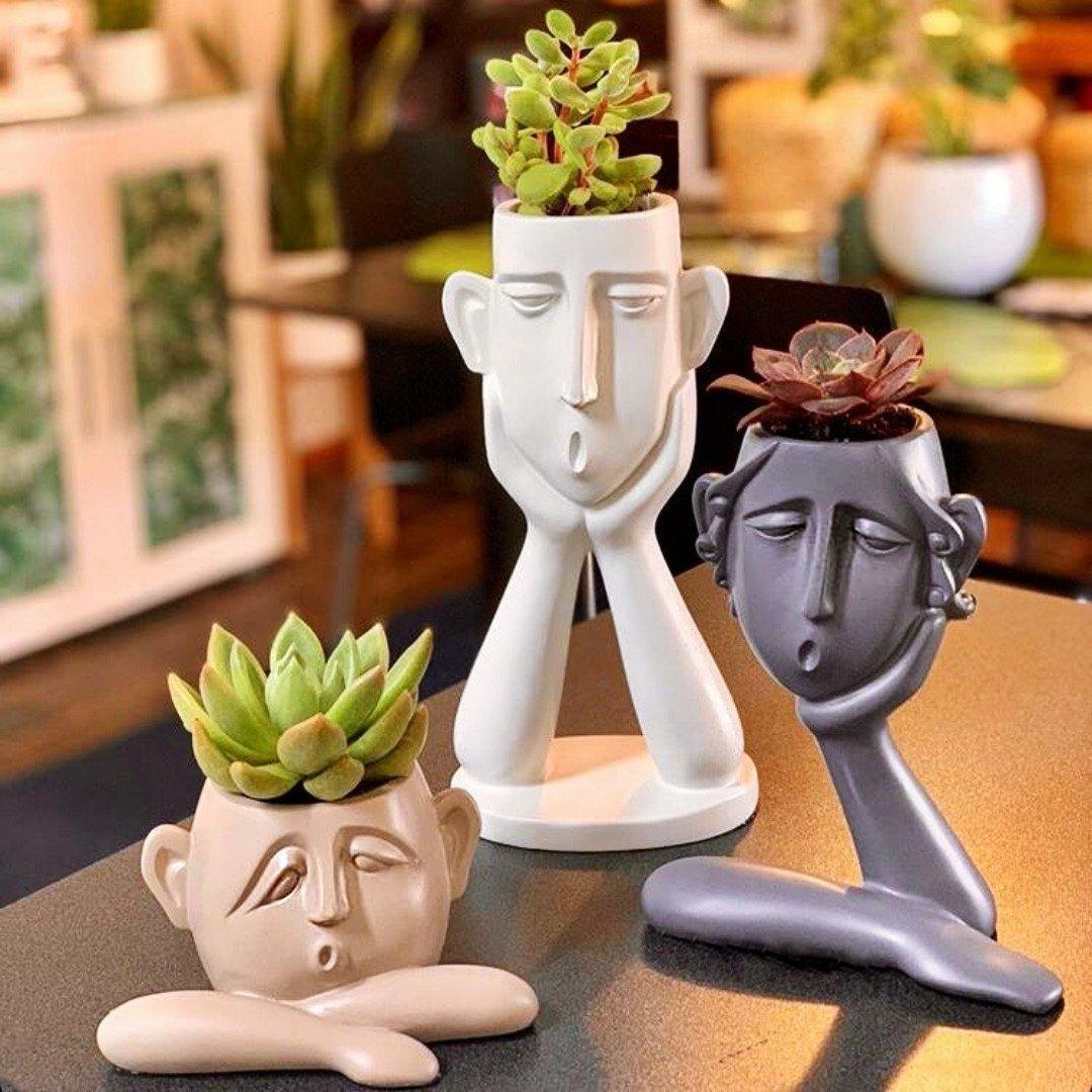 Expressive Emotions Planter Sculpture Set