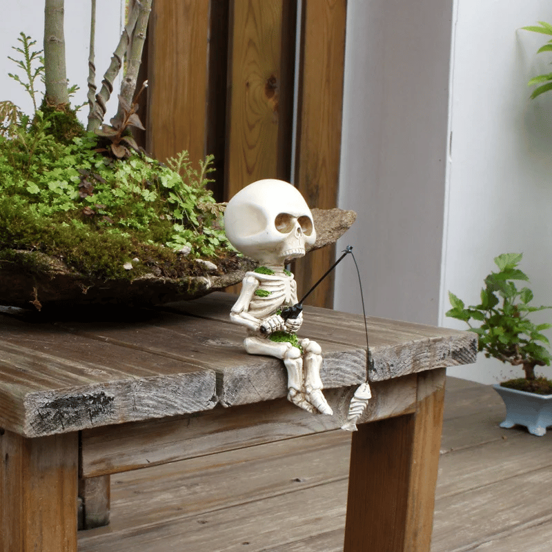 Fishing Phantom Skeleton | Spooky Fishing Garden Accessory