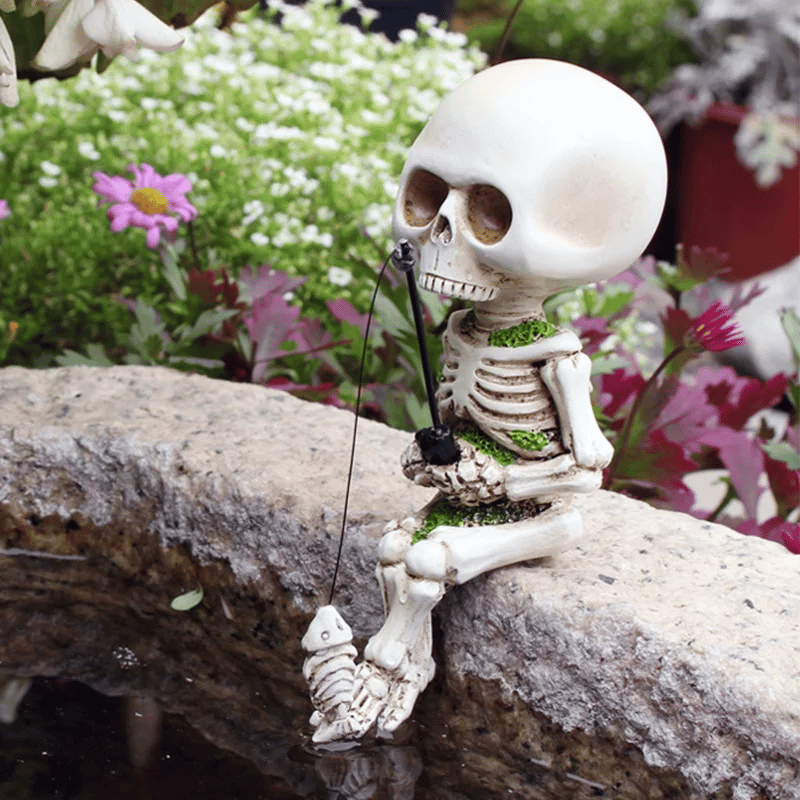 Fishing Phantom Skeleton | Spooky Fishing Garden Accessory