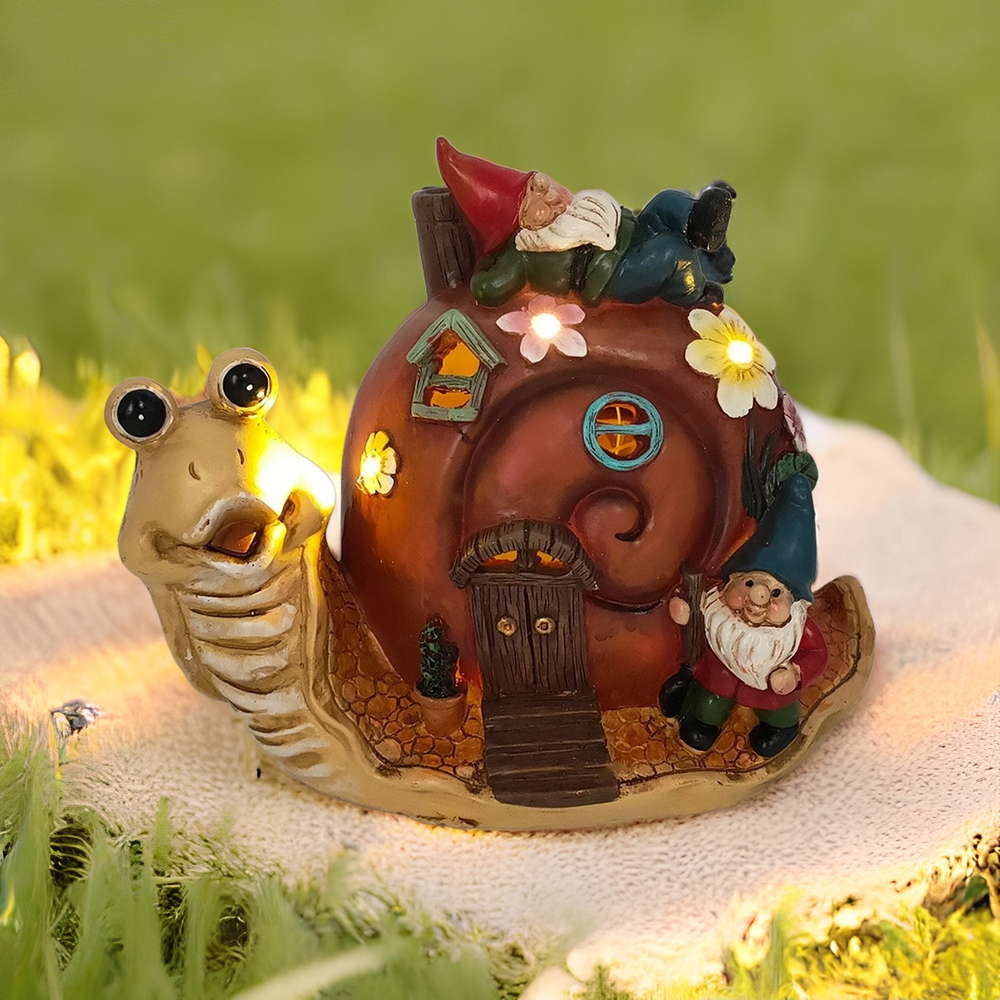 Glow Snail Garden Lantern | Solar Resin Décor