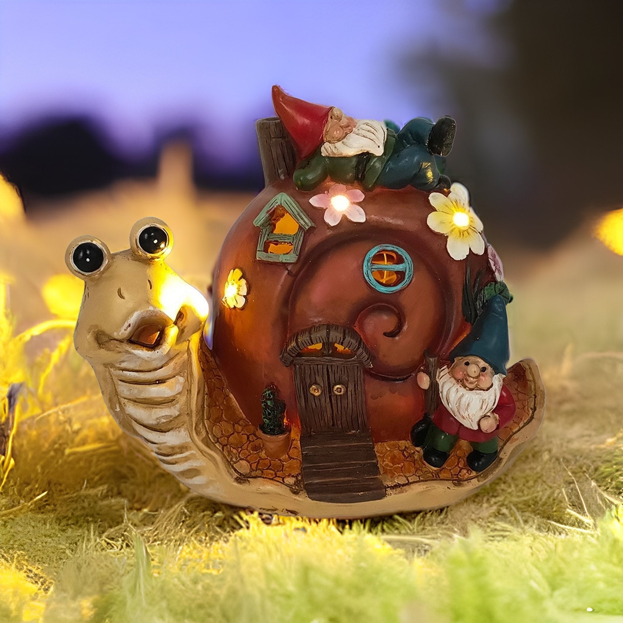 Glow Snail Garden Lantern | Solar Resin Décor
