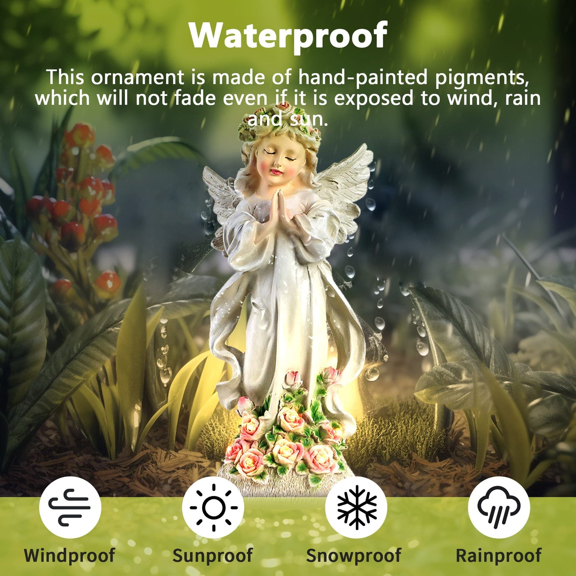 Heaven’s Whisper Garden Figurine | Praying Angel Solar Light Statue
