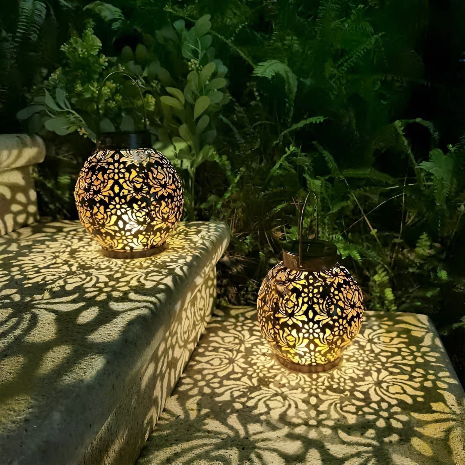 Hollow Elegance | Solar Pendant Lamp – Stylish, Energy-Efficient Outdoor Lighting