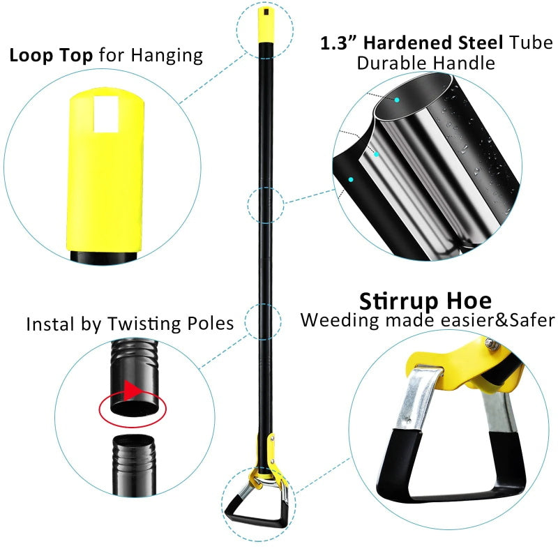 Kael | Black Adjustable Weeding Stirrup Hoe (30-61 Inch)