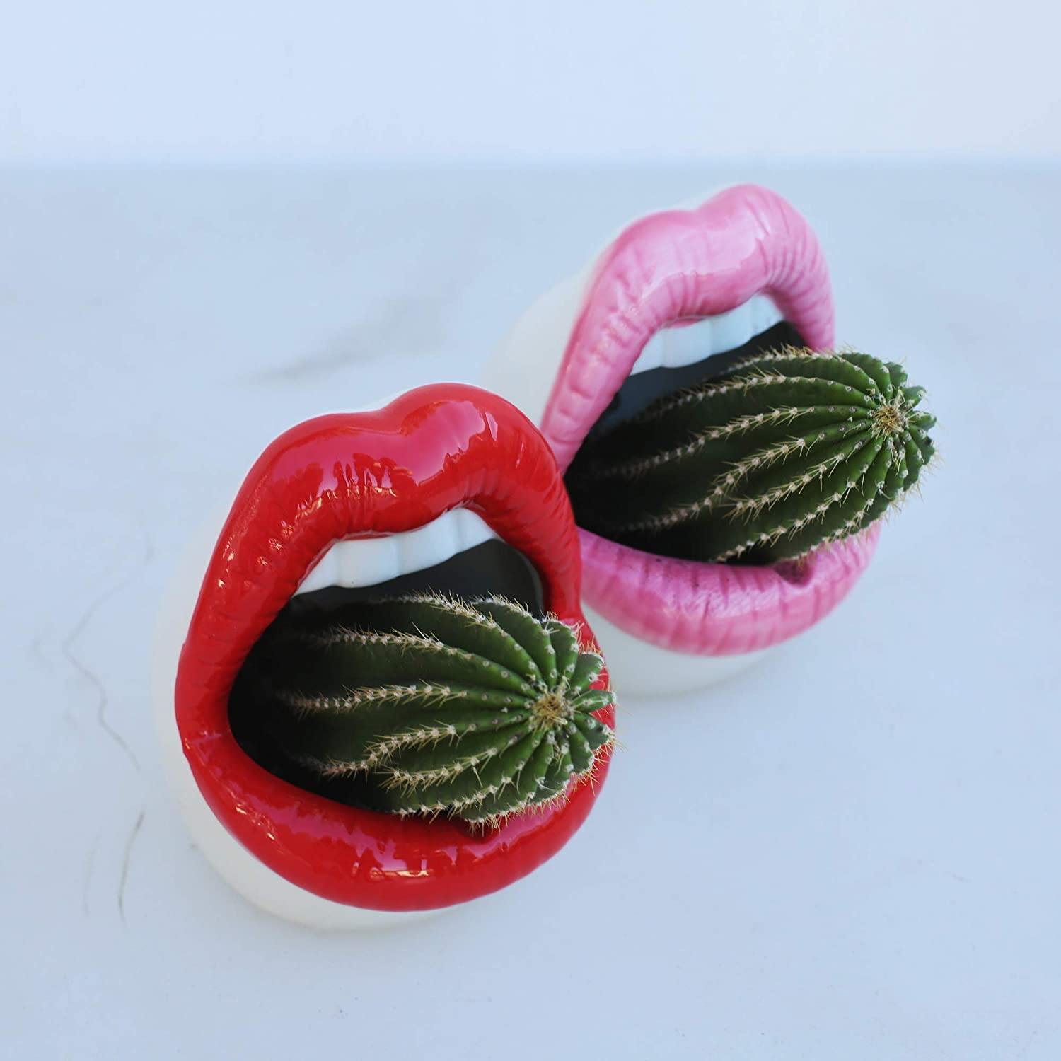 Kiss Me Lips Ceramic Plant Holder