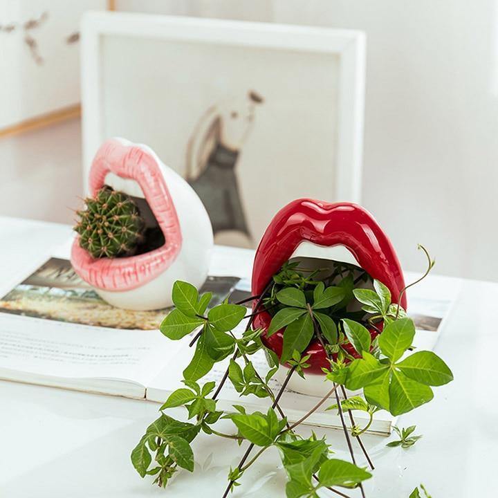 Kiss Me Lips Ceramic Plant Holder