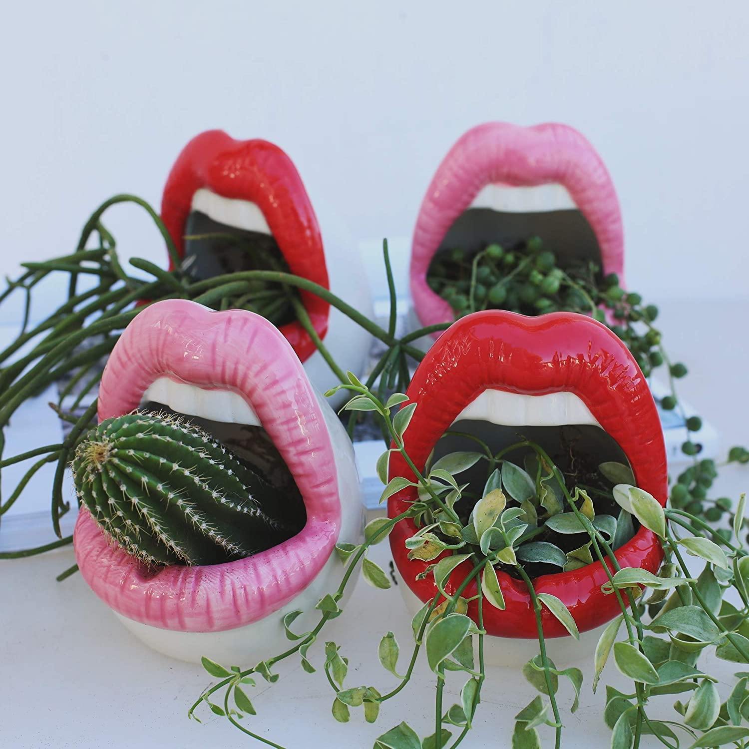 Kiss Me Lips Ceramic Plant Holder