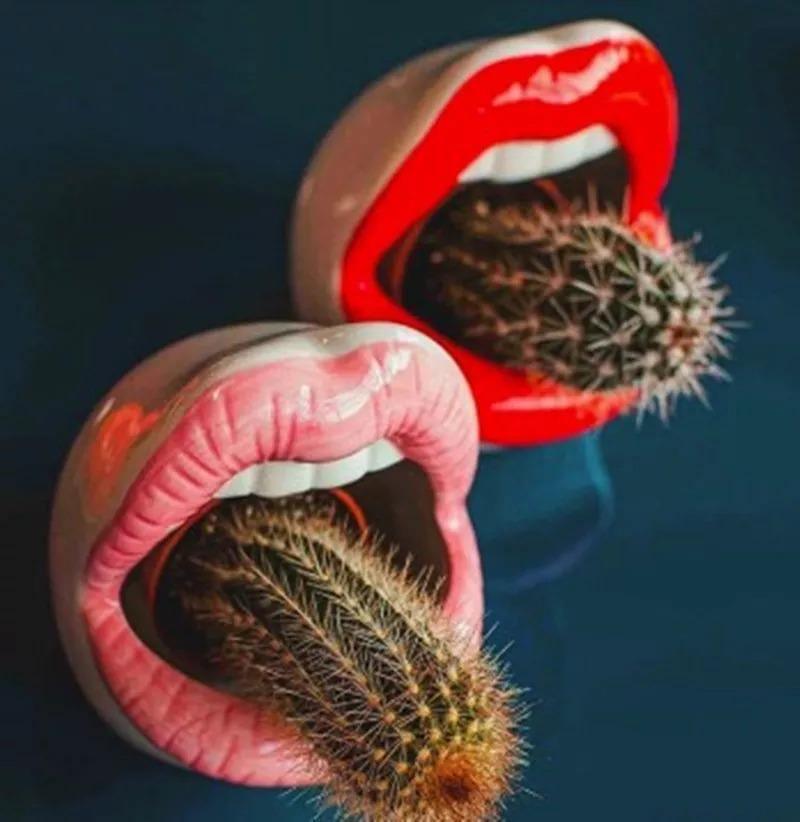 Kiss Me Lips Ceramic Plant Holder