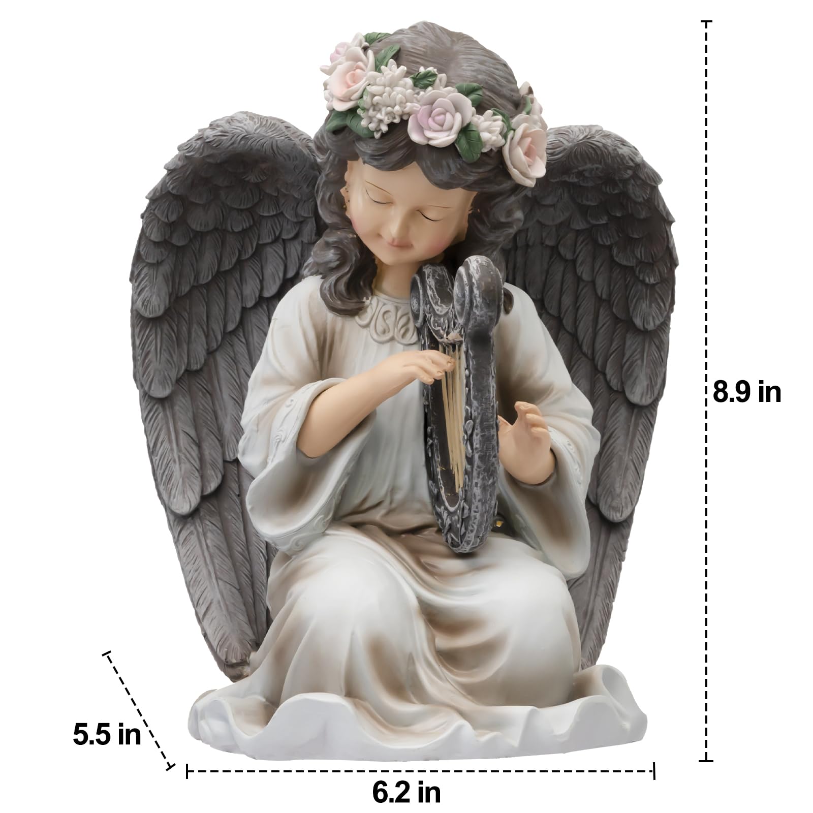 LyraGlow | Solar Harp Angel Garden Figurine