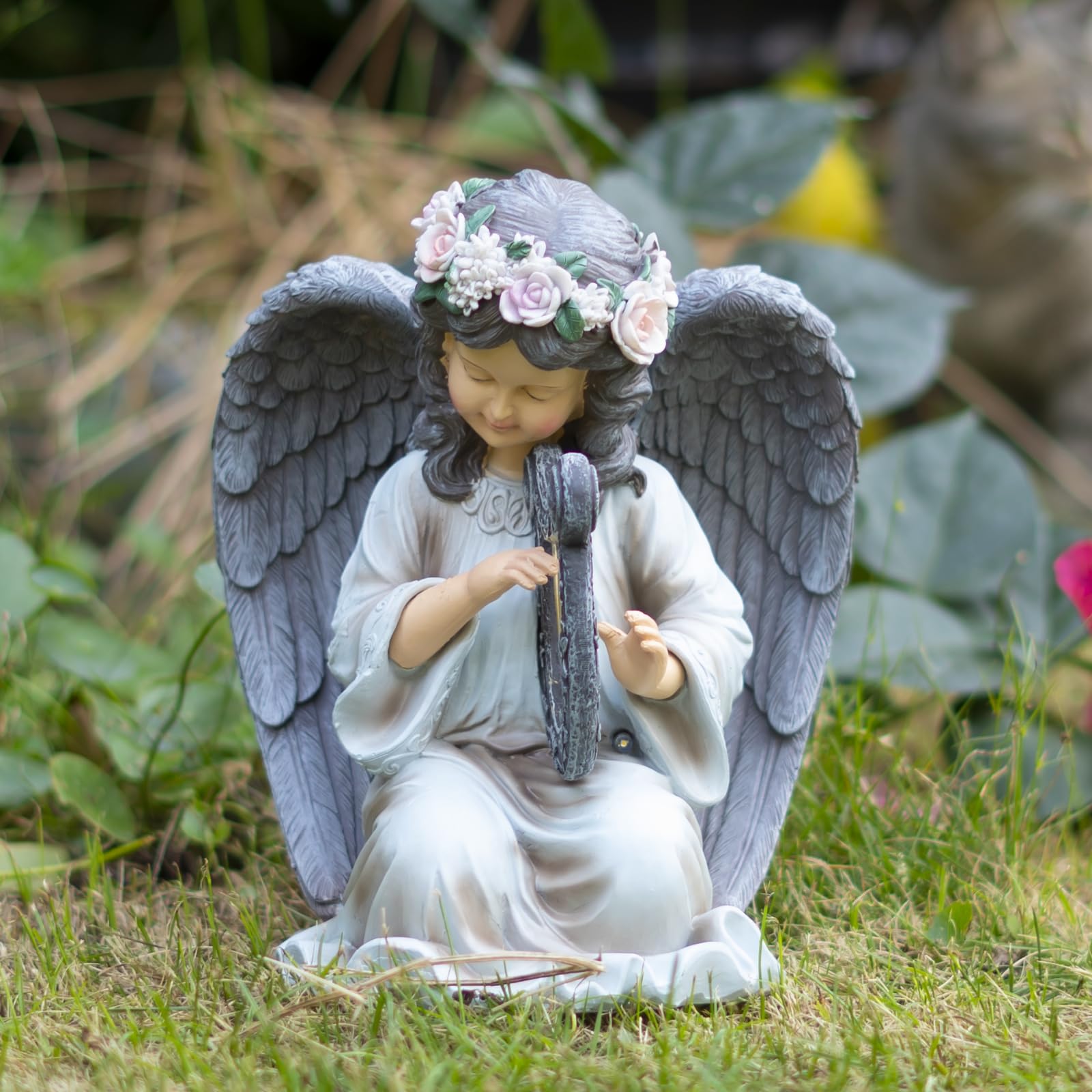 LyraGlow | Solar Harp Angel Garden Figurine