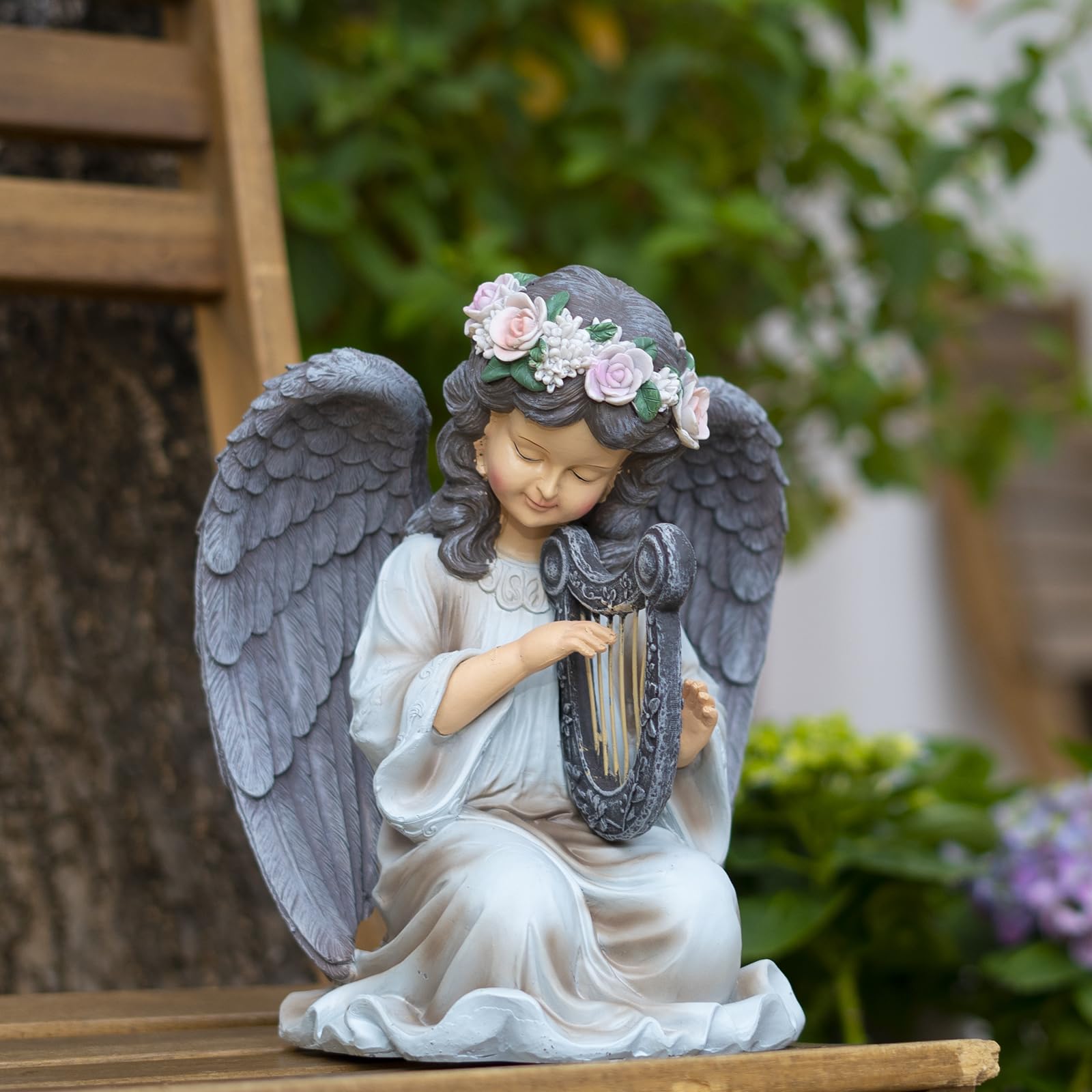 LyraGlow | Solar Harp Angel Garden Figurine