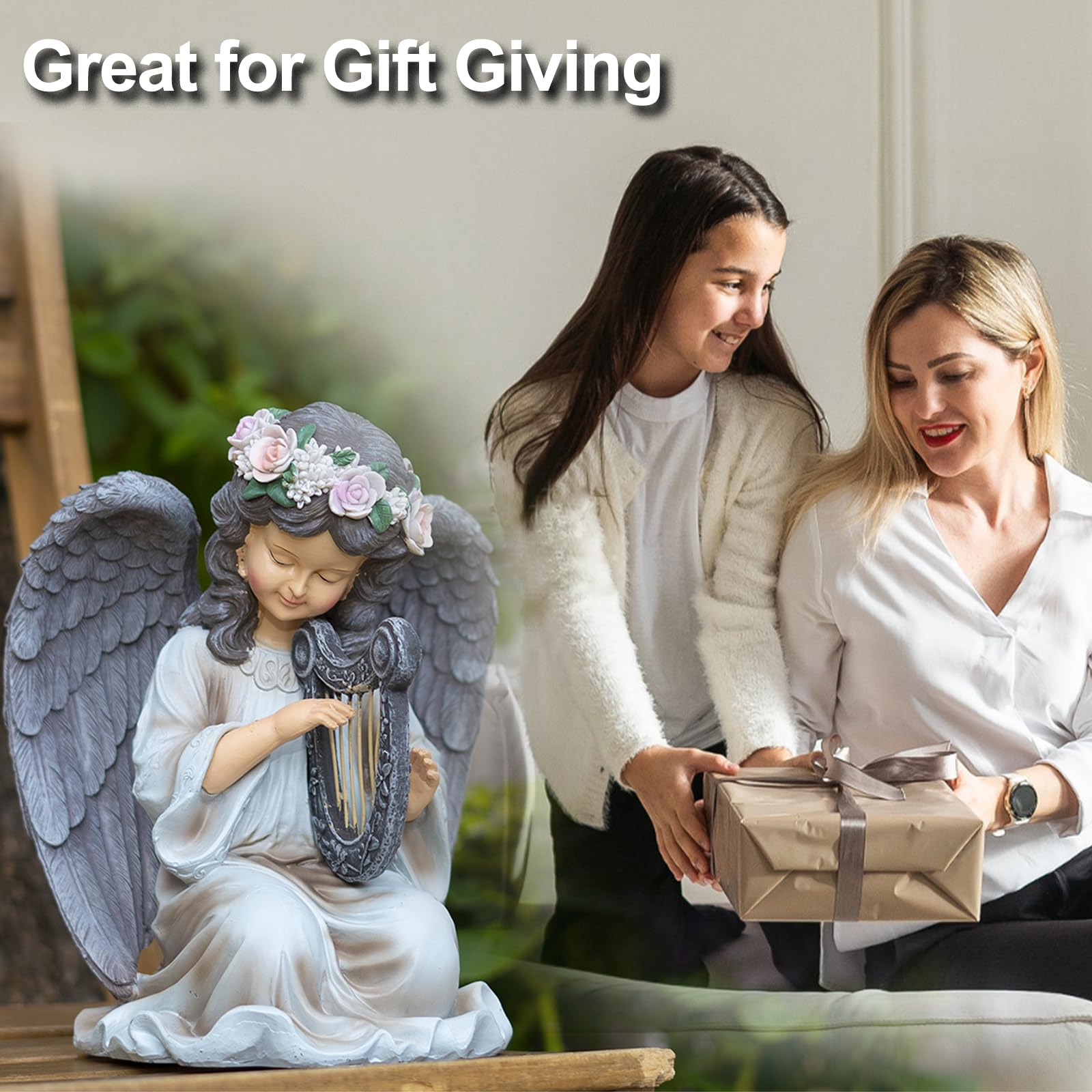 LyraGlow | Solar Harp Angel Garden Figurine