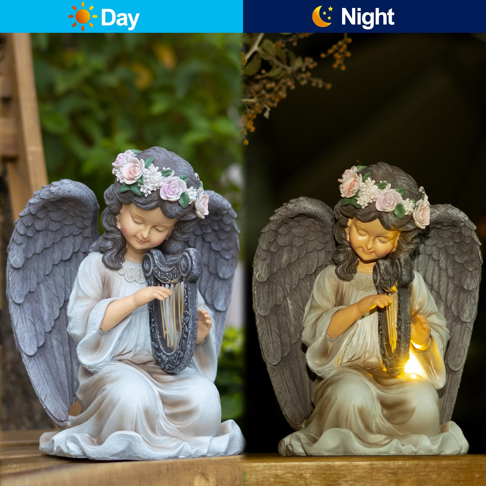 LyraGlow | Solar Harp Angel Garden Figurine