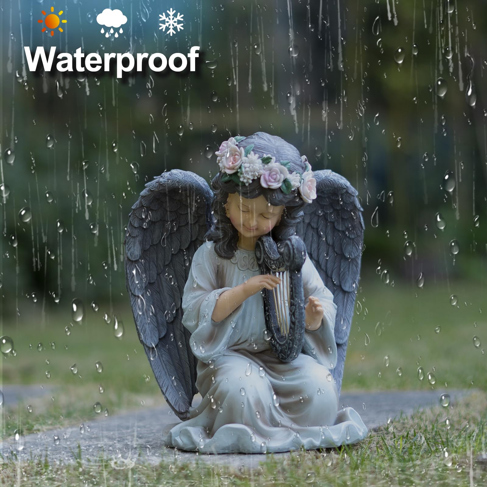LyraGlow | Solar Harp Angel Garden Figurine