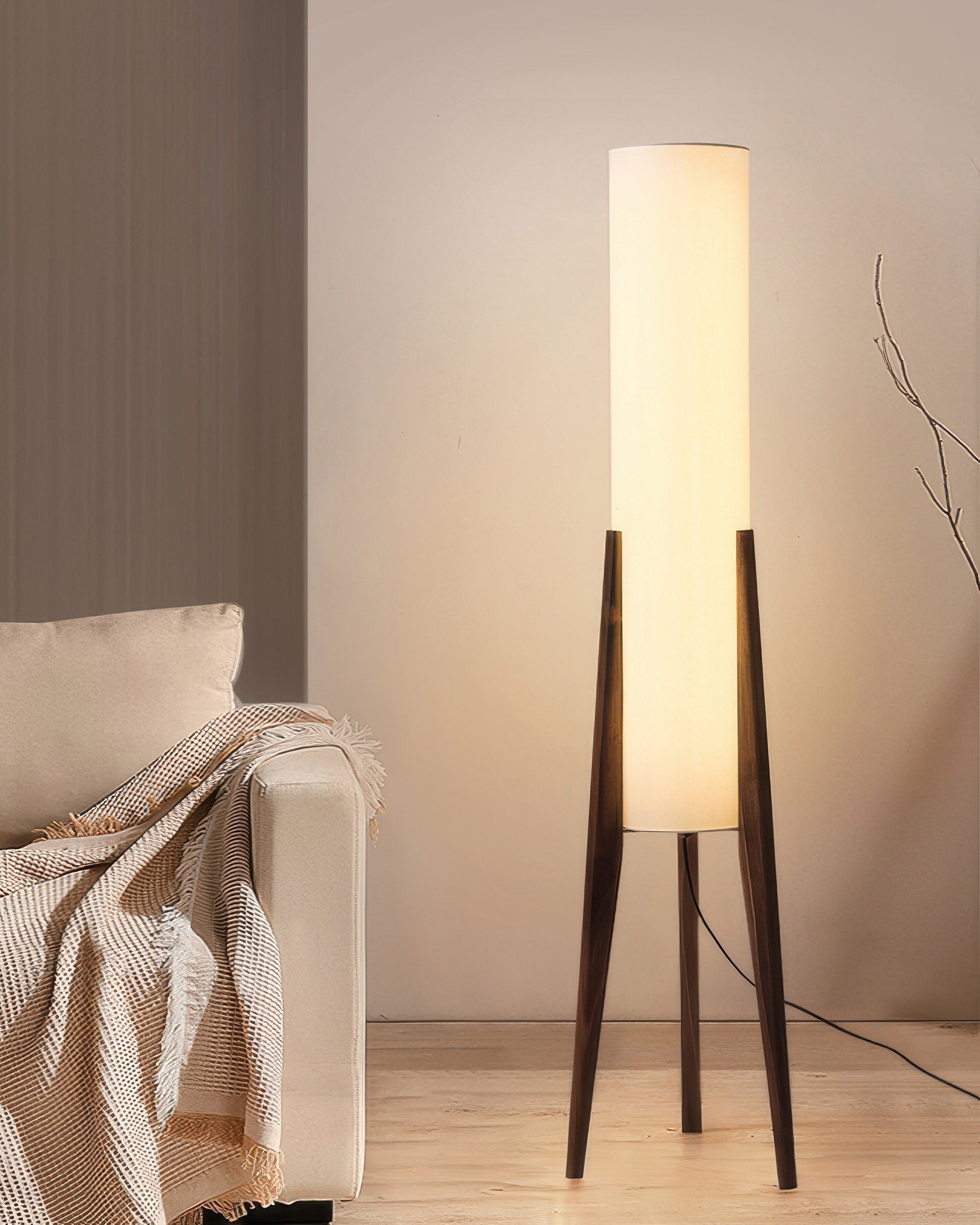 Nordwald | Sculptural Floor Lamp In Solid Walnut Wood
