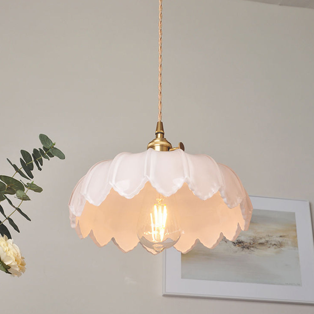 Retrobloom | Vintage Hanging Lamp With Glazed Floral Design