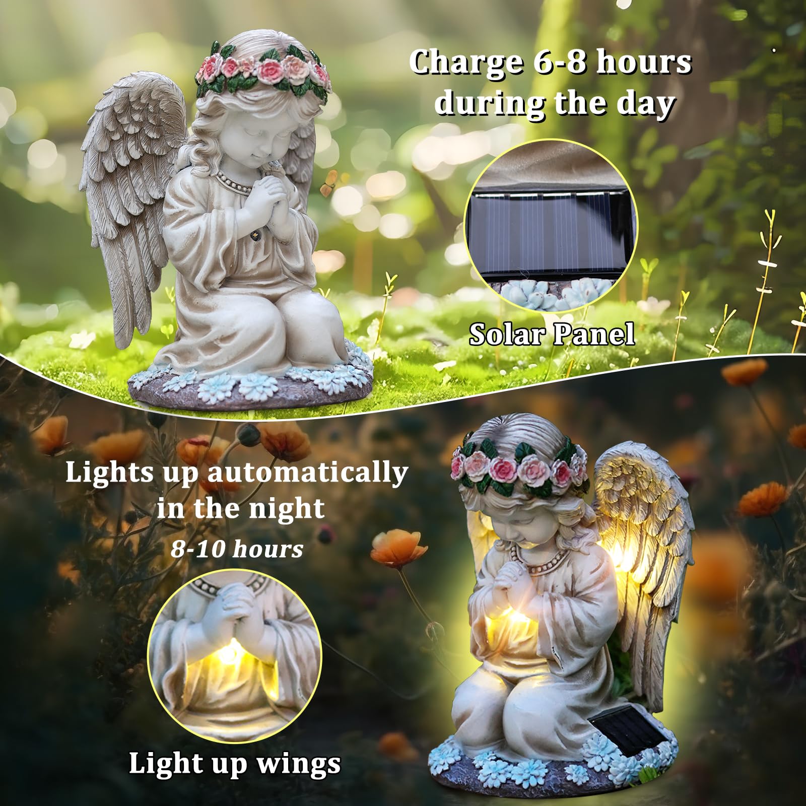 OraGrace | Solar Praying Angel Garden Decor