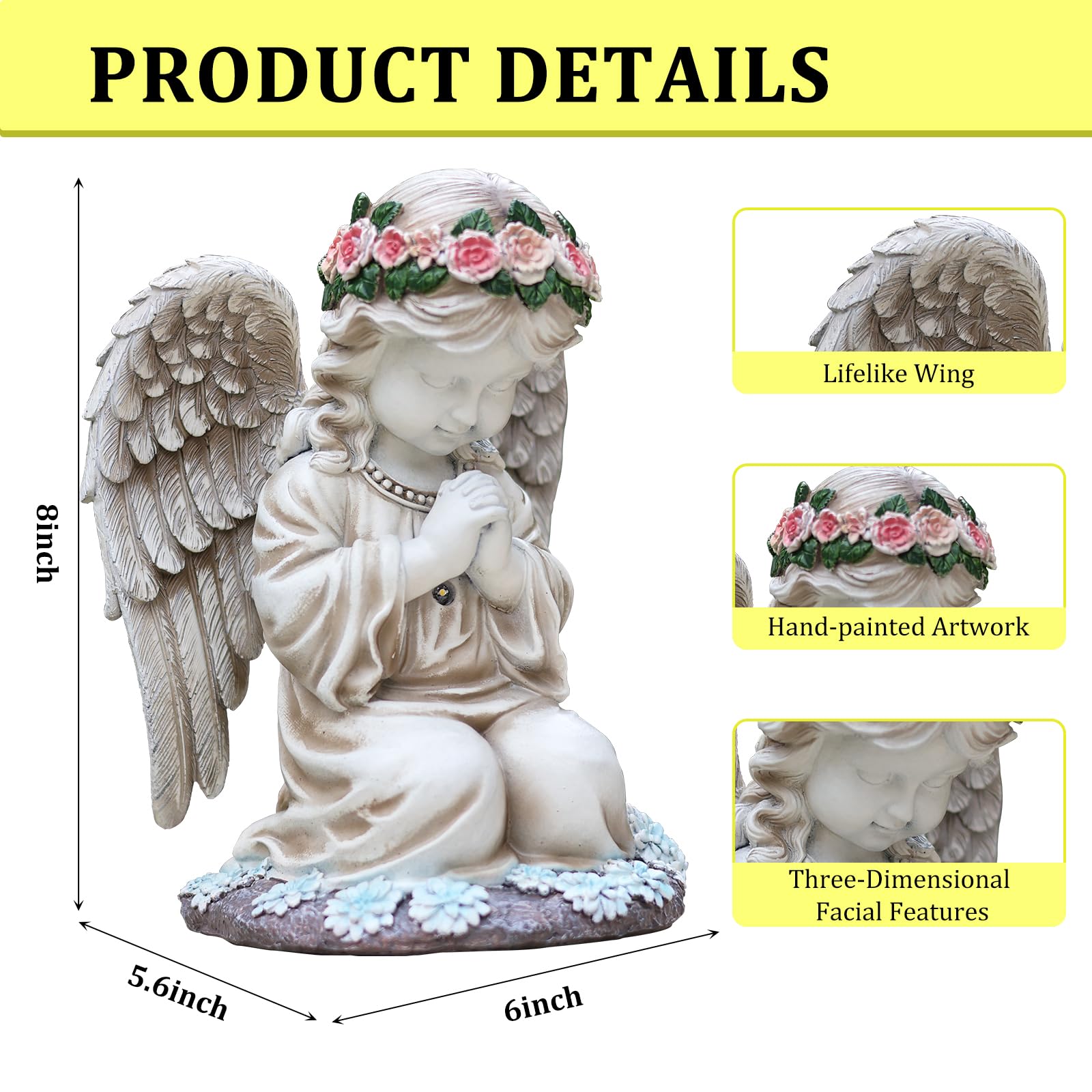 OraGrace | Solar Praying Angel Garden Decor