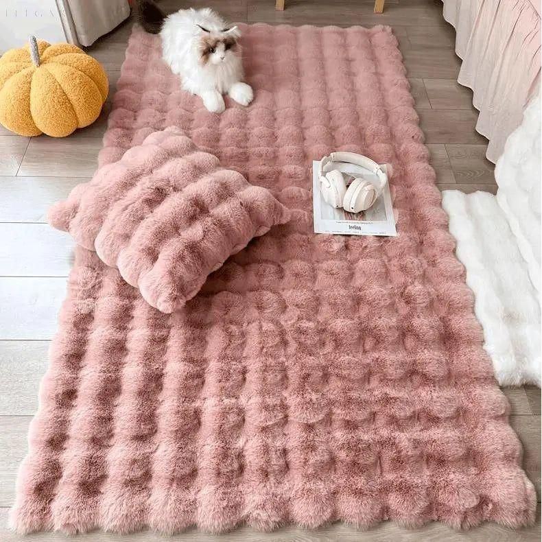 CosyBloom | Luxurious Plush Bubble Flower Rug – Comfort Meets Elegance