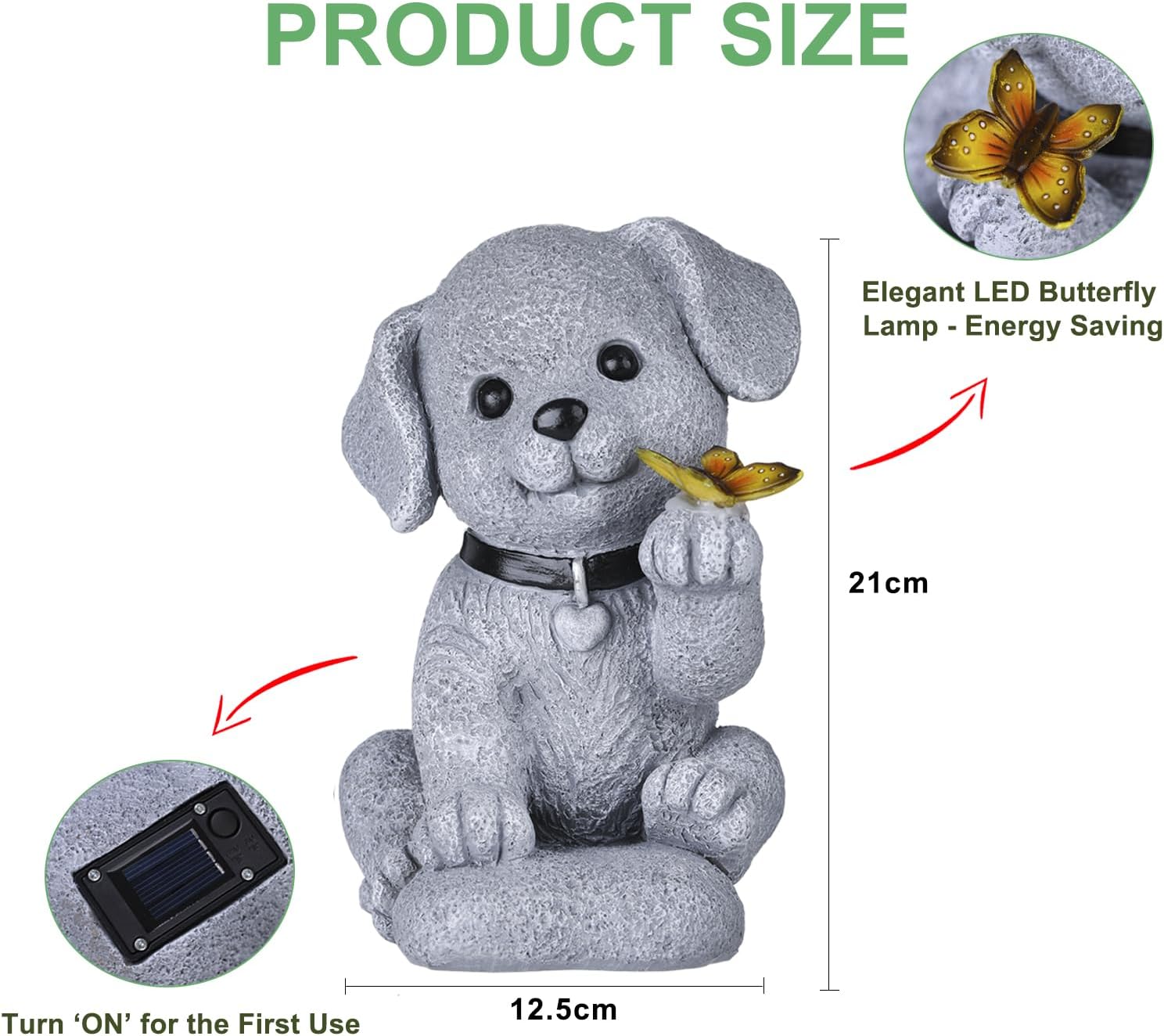 PippaPaws | Puppy Solar Statue with Butterfly Glow