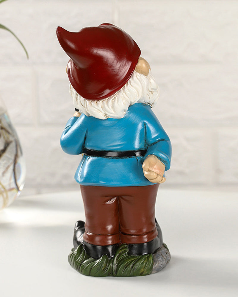 Radiant Red Hat Gnome With Vintage Lantern