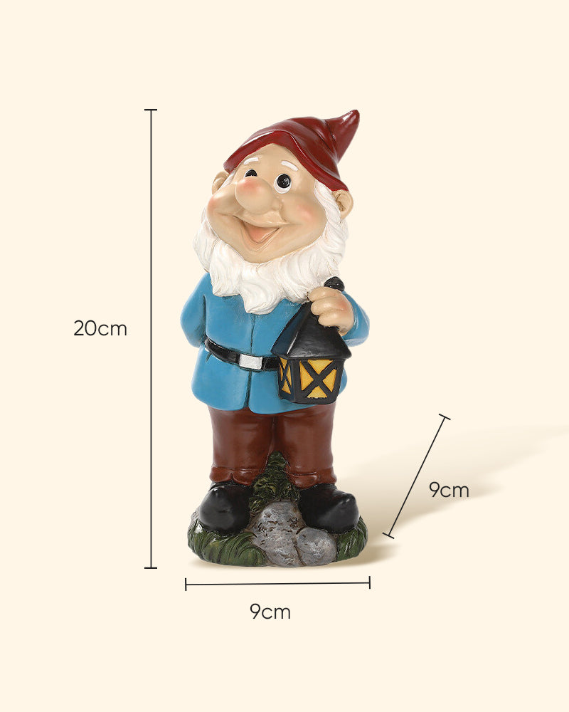 Radiant Red Hat Gnome With Vintage Lantern