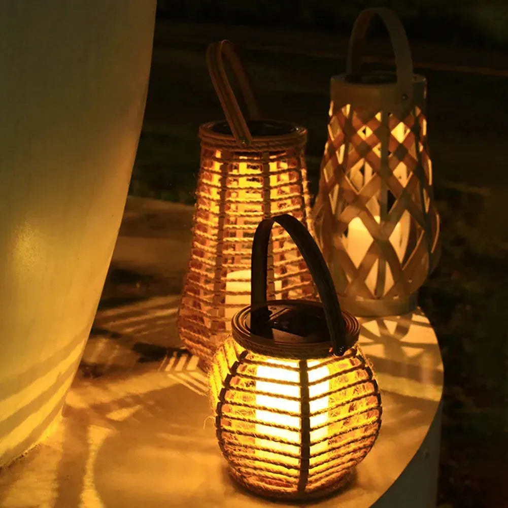 RattanGlow | Waterproof Solar-Powered Outdoor Hanging Lantern