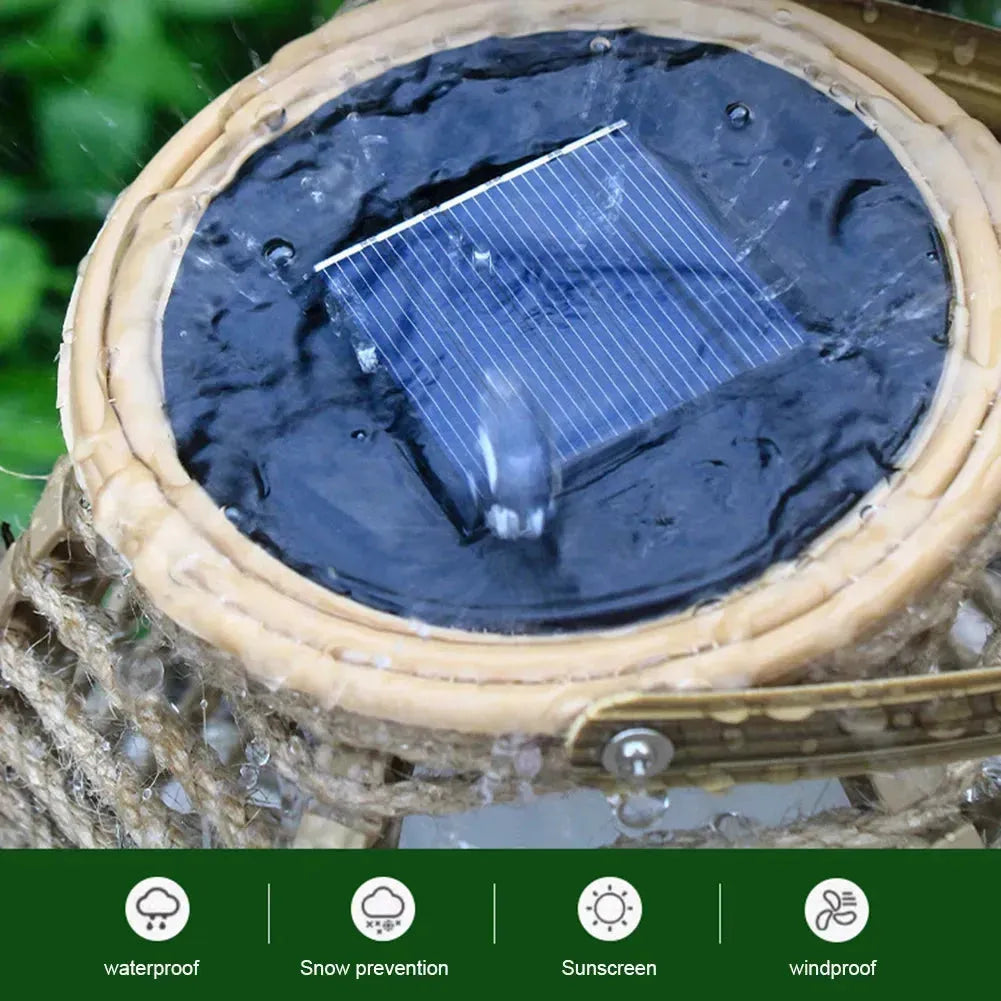 RattanGlow | Waterproof Solar-Powered Outdoor Hanging Lantern