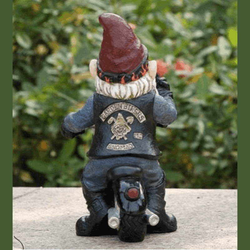 Rebel Rider Garden Gnome | Hilarious Biker Statue for Lawn & Patio Decor