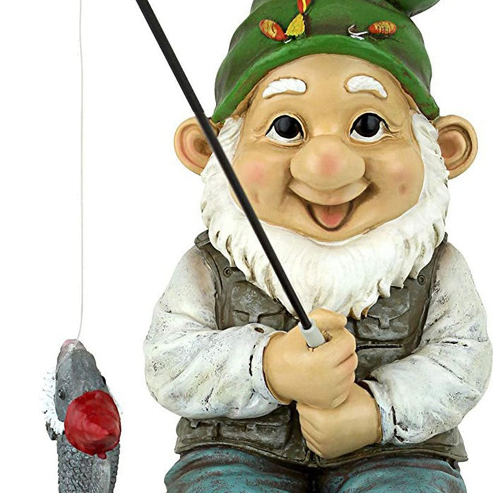 Resin Fishing Gnome Elf | Charming Outdoor Yard Statue