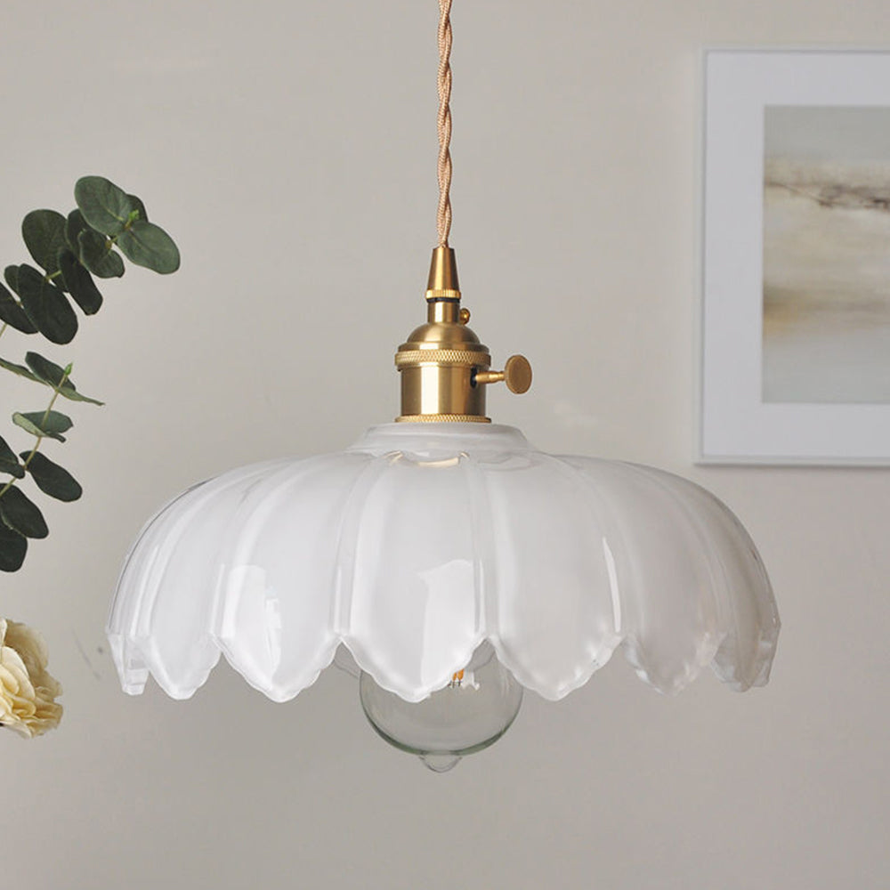 Retrobloom | Vintage Hanging Lamp With Glazed Floral Design