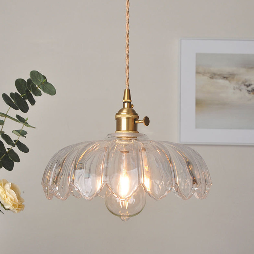 Retrobloom | Vintage Hanging Lamp With Glazed Floral Design