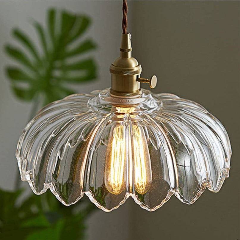 Retrobloom | Vintage Hanging Lamp With Glazed Floral Design