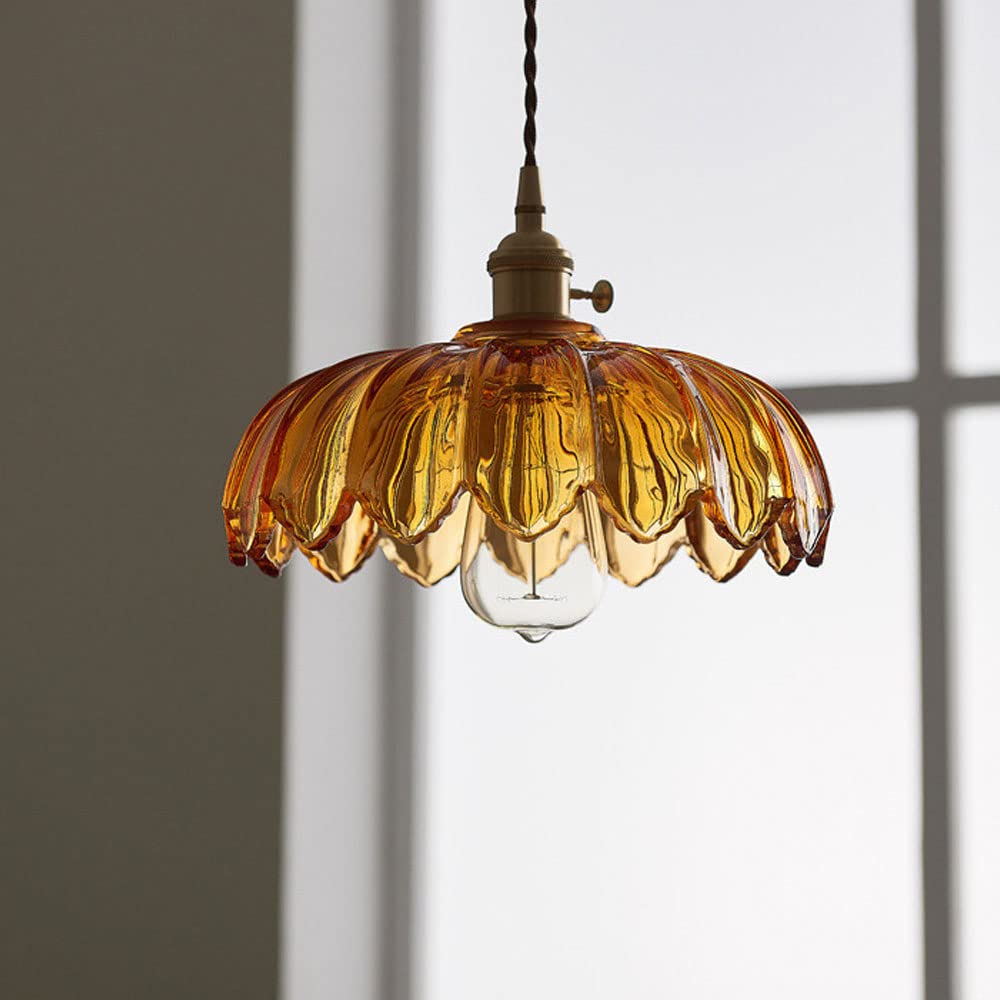 Retrobloom | Vintage Hanging Lamp With Glazed Floral Design