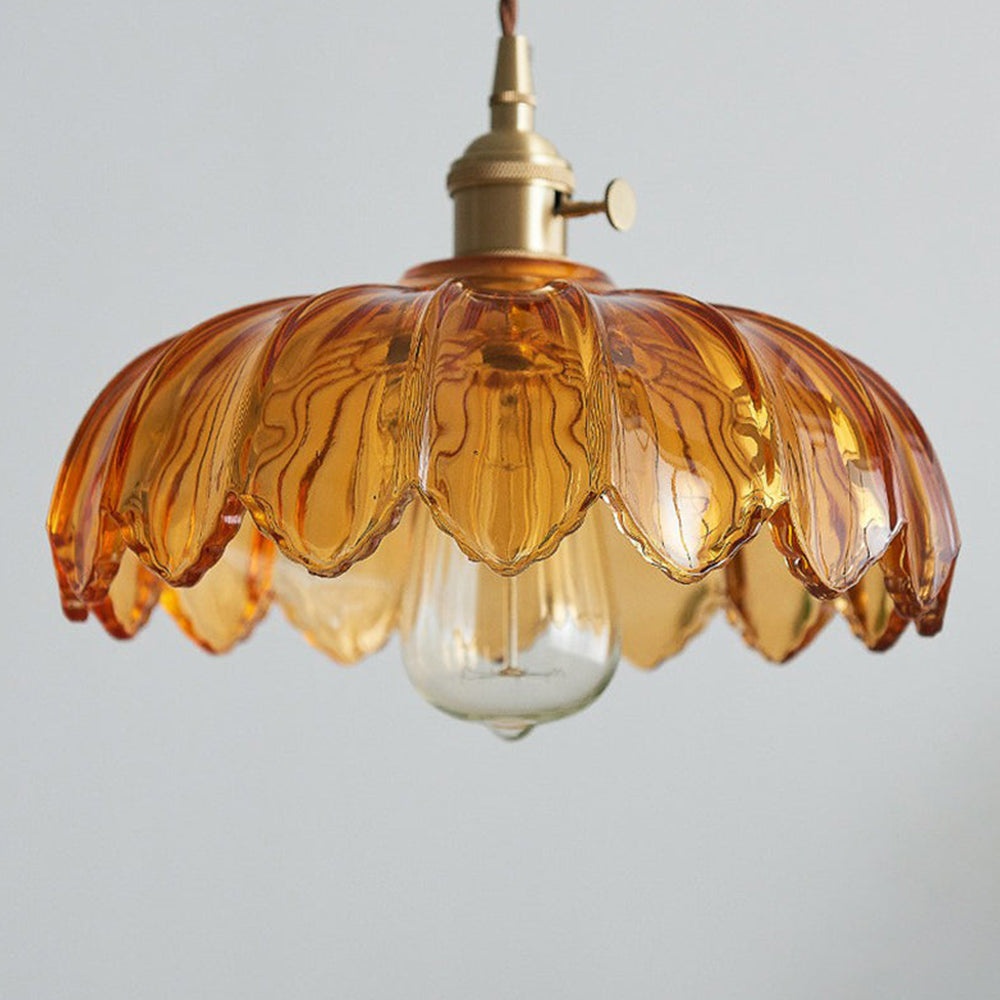 Retrobloom | Vintage Hanging Lamp With Glazed Floral Design