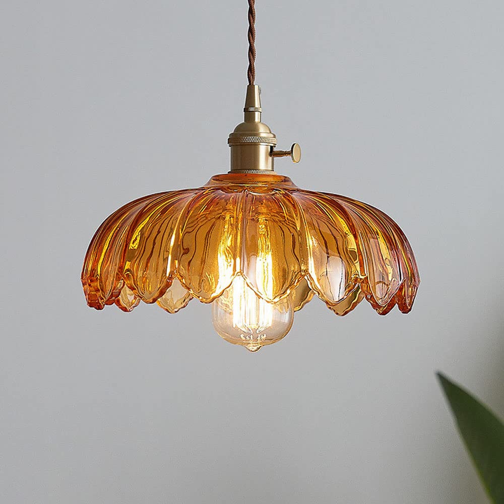 Retrobloom | Vintage Hanging Lamp With Glazed Floral Design
