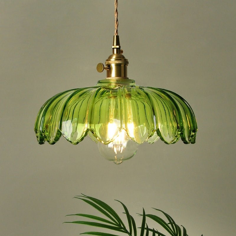 Retrobloom | Vintage Hanging Lamp With Glazed Floral Design