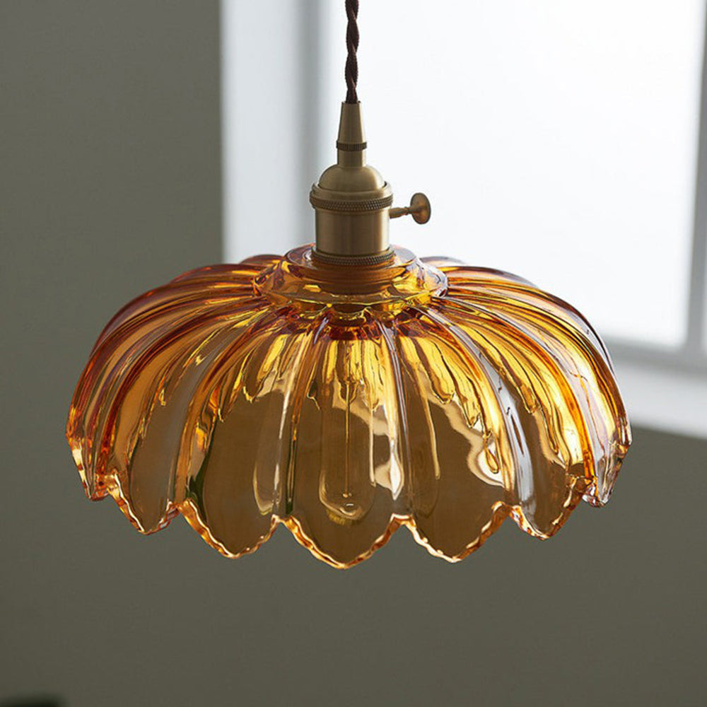 Retrobloom | Vintage Hanging Lamp With Glazed Floral Design