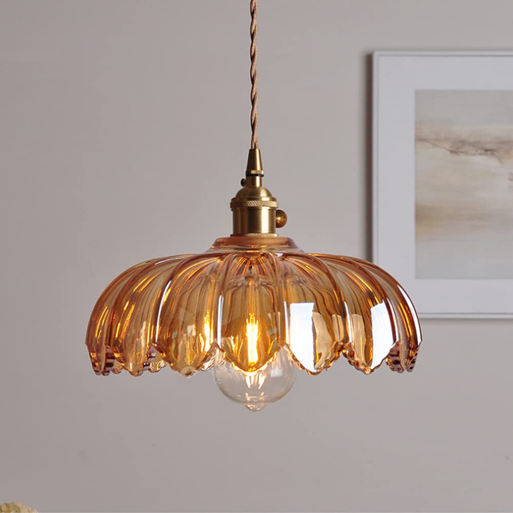 Retrobloom | Vintage Hanging Lamp With Glazed Floral Design