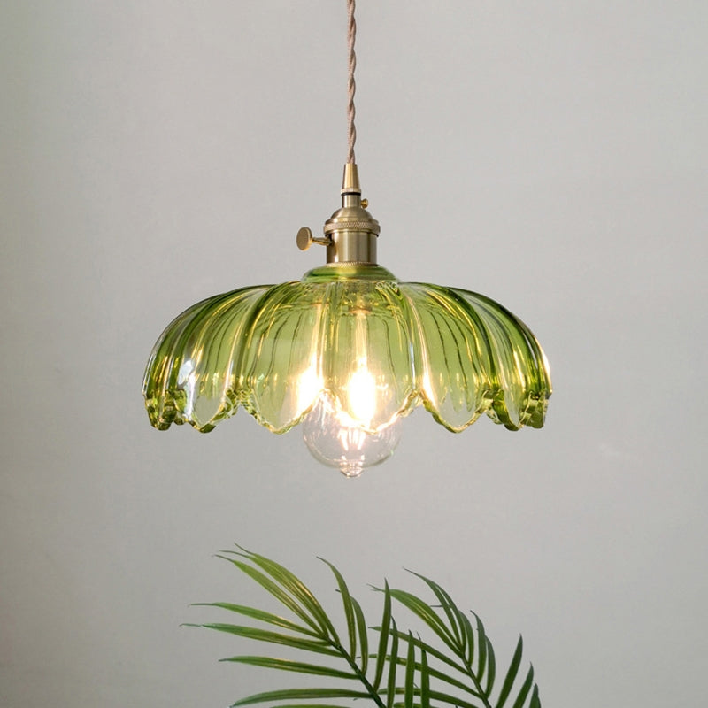 Retrobloom | Vintage Hanging Lamp With Glazed Floral Design