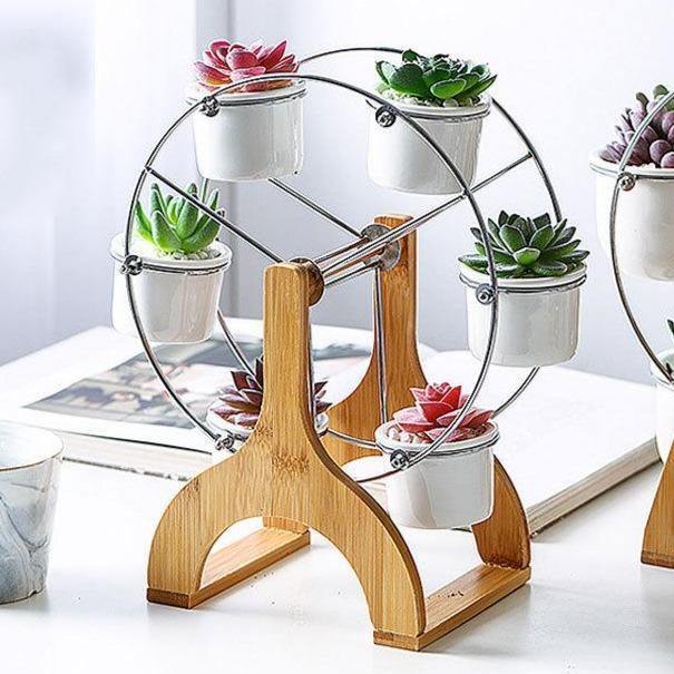 Rustic Carousel Succulent Planter Display