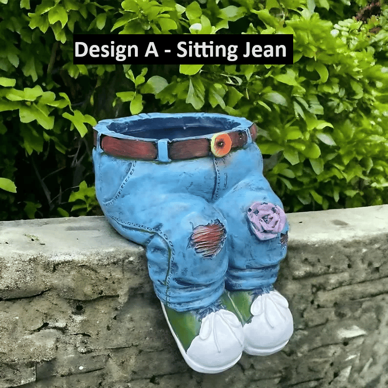 Rustic Denim Blossom Planters