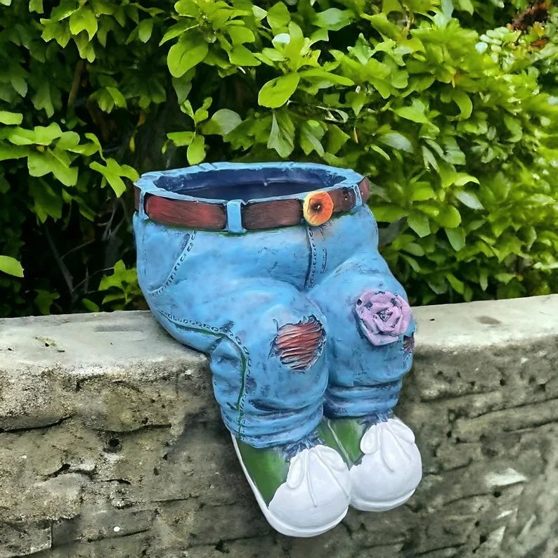 Rustic Denim Blossom Planters