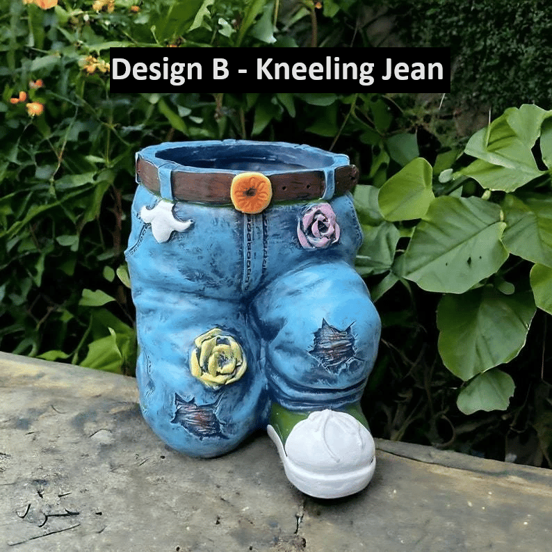 Rustic Denim Blossom Planters