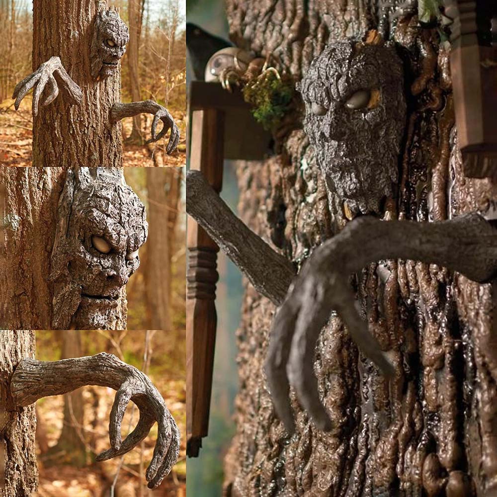 Spooky 3D Demon Tree Faces